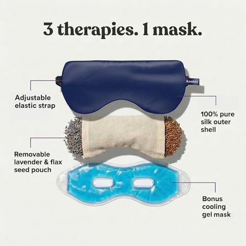 ASUTRA Silk Eye Pillow for Sleep, Navy - Filled w/Lavender Buds (One Size) - Image 3