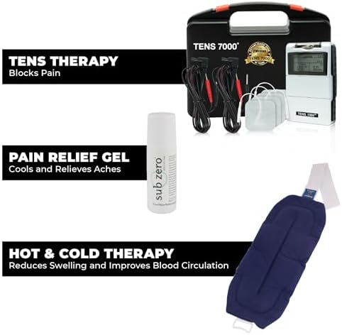 TENS 7000 Back Pain Relief Kit, Includes TENS Unit Muscle Stimulator, Sub Zero Pain Relief Gel, Bed Buddy Back Pain Relief Microwave Heating Pad - Image 2