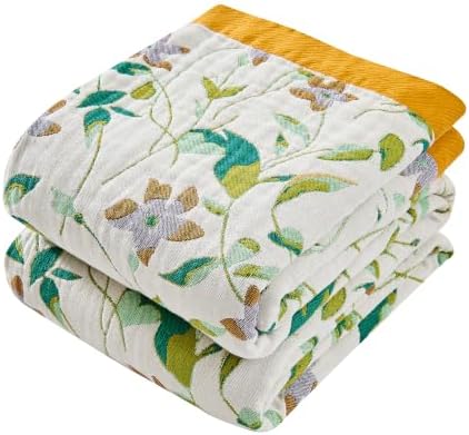 VANJOROY King Boho Throw Blanket, 100% Organic Cotton Breathable Skin-Friendly Ultra Soft 91" x 98" Bed Quilt Throw - Floral Rustic Decor Luxury Reversible Blanket for Sofa Couch Chair and Gift by CHOOSEVANJOROYENJOYAMORECOMFORTABLEFEELING