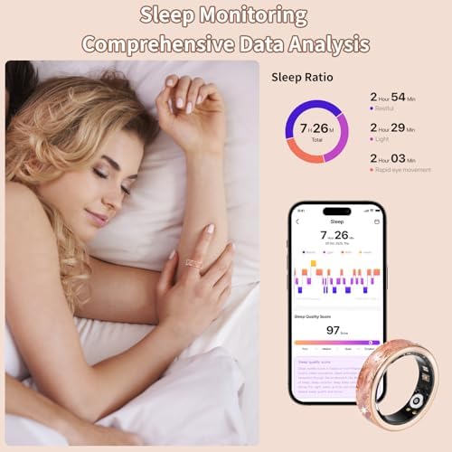 Smart Ring for Women-Men,Health-Fitness Tracker with Heart Rate, Sleep Monitor, Blood Oxygen, HRV, 128 Sports Modes, IP68 Waterproof, Gesture Control, No Subscription Fee,with iOS & Android (8) - Image 6