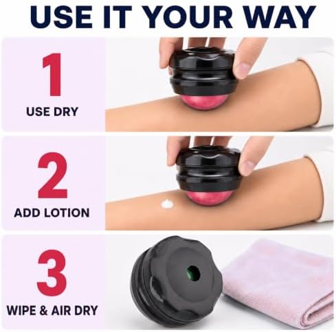 Manual Massage Ball Roller for Neck, Shoulder & Foot Pain - Pink Handheld Self Massage Tool for Essential Oils & Lotion - Image 7