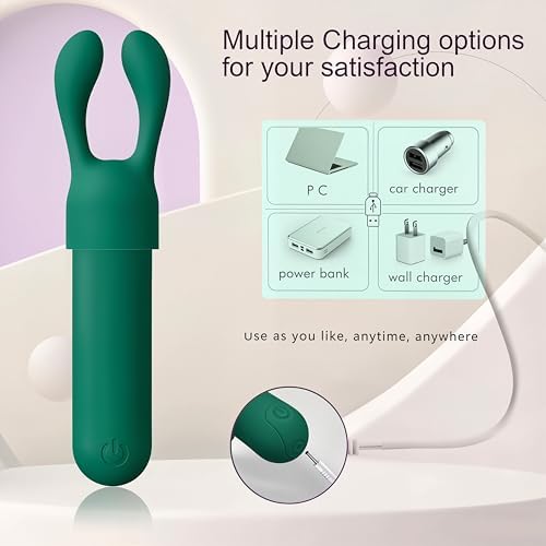 CHARMING 4-in-1 Handheld Massager, Mini Rechargeable Vibration Massager Wand for Body, Waterproof Personal Massager Tool for Muscle Relaxation (Peacock Blue) - Image 5
