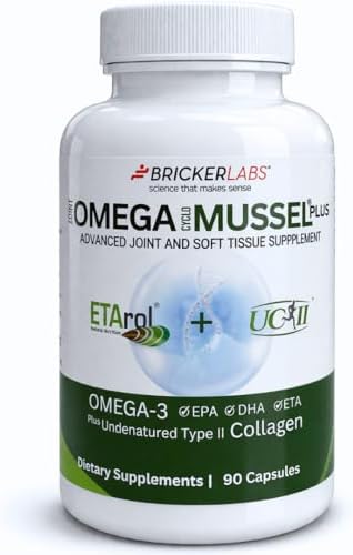 Bricker Labs Omega Cyclo Mussel Plus UC-II® | ETArol® New Zealand Green-Lipped Mussel with UC-II® Undenatured Type II Collagen | Joint Comfort, Mobility & Healthy Inflammatory Response | 90 Capsules by GiveyourTimemoreLife