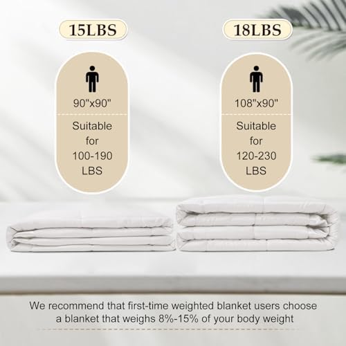 downluxe Weighted Blanket Queen Size, 15 lb Weighted Blanket with Glass Beads for All Season, Machine Washable Heavy Blanket (Ivory, 90 X 90 Inch) - Image 5