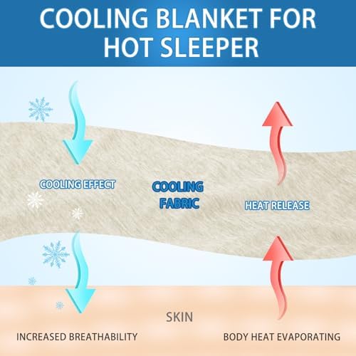 CHOSHOME Cooling Blanket for Hot Sleepers Lightweight Summer Cold Thin Blankets for Sleeping, Hot Flashes Night Sweats, Soft Blanket for Bed, Queen Size, Beige - Image 3