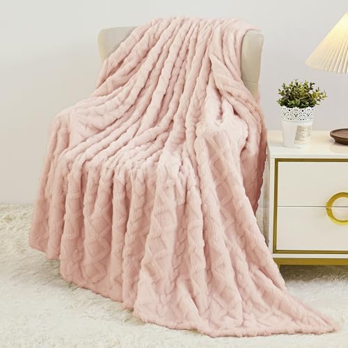 Aganear Fleece Throw Blanket for Bed Couch 90"x90" Pink - Image 3