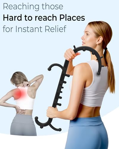Back and Neck Massager for Pain Relief Deep Tissue, Upgraded Full Body Trigger Point Cane Massage Tools, Therapy Massage Stick Pressure Point Hook, Muscle Knot Remover Tool (Black) - Image 3