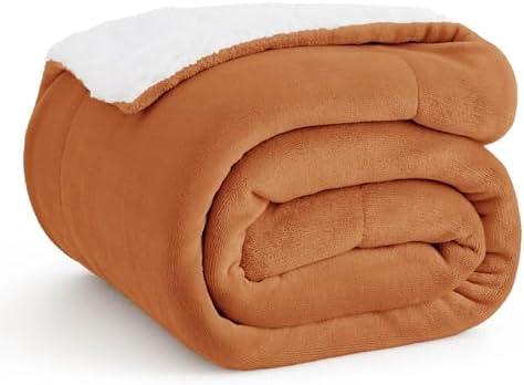 Bedsure GentleSoft Sherpa Fleece Throw Blanket for Couch, Non-Heated, Thick and Warm Throw for Women and Men, Soft Fuzzy Plush Blanket for Fall, Burnt Orange, 50x60 Inches by Unknown