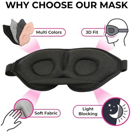 2 Pack Sleep Masks 3D Contoured Eye Mask for Sleeping - Image 3