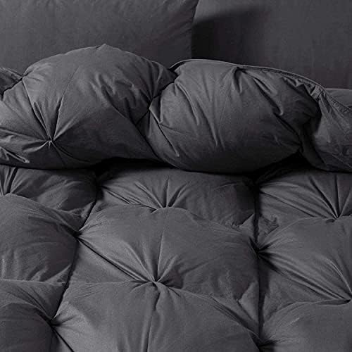 Luxurious Heavyweight Goose Down Feather Fiber Comforter Duvet Insert, Exquisite Gray Pinch Pleat Design, Oversize Palatial King 120 x 98, Premium Baffle Box 100% Egyptian Cotton, 95 oz Fill Weight - Image 4