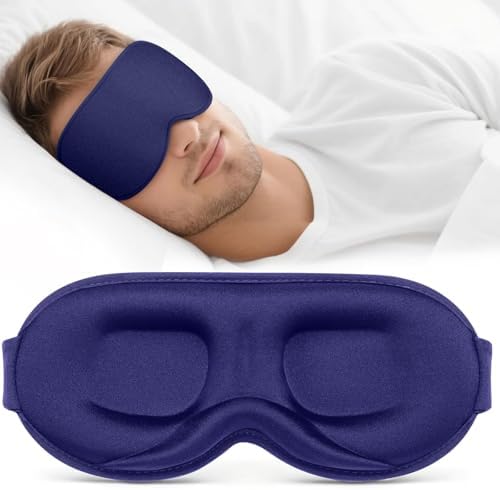 Vynix® Sleep Mask for Men Women - 100% Blackout Eye Masks for Sleep - 3D Soft Sleeping Mask for Side Sleepers - Zero Pressure Lash Extensions Eye Cover Shade for Airplane Travel Essentials, Blue by Vynix