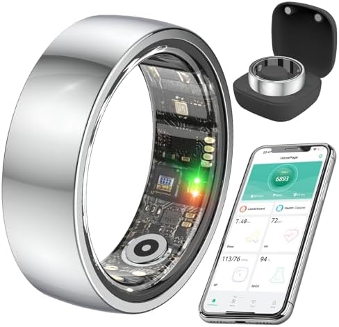 Smart Health Ring,Fitness Rings Tracker with Blood Pressure Monitor Heart Rate Blood Oxygen Sleep Monitor IP68 Waterproof Step Counter Calorie Tracker Health Rings for Women Men Android iOS Phones by Unknown