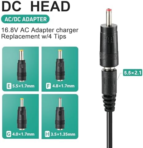 AC/DC 16.8V Massage Gun Charger Compatible with LifePro Sonic, Sonic Mini,Fusion X, Sonic Pro, Youdgee H1 Mini, Mebak 3, Cryotex, DamKee DK-01 02, Wattne W2 W1, jetbus - Image 2