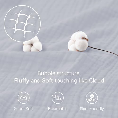 Cosy Family 4 Layer Muslin Bed Blanket - Breathable and Lightweight Gauze Boho Blanket for Spring, Soft 100% Cotton Muslin, Slate, 55x80 Inches - Image 5