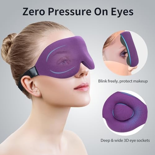 NEWVANGA Sleep Mask for Back and Side Sleeper, Travel Eye Cover, Purple - Image 5