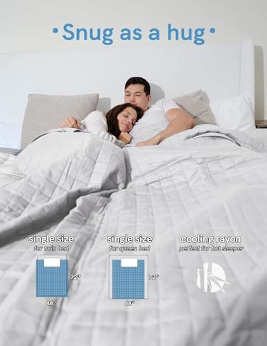 YnM Cooling Weighted Blanket for Adults, 20lbs Heavy Bed Throw for One Person of 190lbs, Perfect for Hot Sleepers with Cooling Rayon/Glass Beads(48x72 Inches,Twin/Full Bed, Light Grey) - Image 4