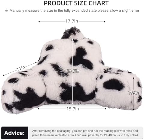 Aimuan Reading Pillow Bed Rest Wedge Large Adult Backrest Pillow with Arms Back Support for Sitting Up in Bed Cushion Incline Rest Sleeping Snoring Pillow, White-Black, Large - Image 3