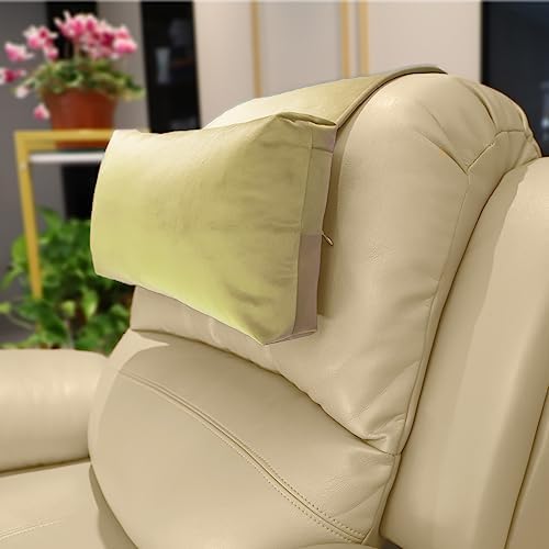 Non-Slip Head Pillow for Recliners - Neck Support Cushion with Velvet Cover for Pain Relief at Home, Office and Travel (Beige) by AmazeCov