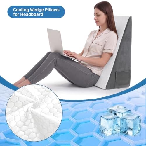 puredown® 8" Bed Wedge Pillow, Cooling Wedge Pillows for Headboard, Pillow Wedge for After Surgery, Nighttime Acid Reflux, Lumbar & Back Support, Leg Elevation Therapy, Snore Reduction Aid,White - Image 3