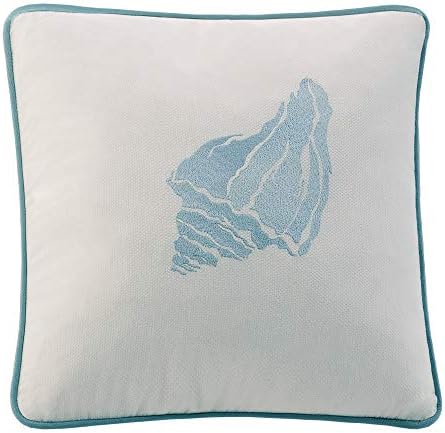 Harbor House Modern Design Decorative Pillow Hypoallergenic Sofa Cushion Lumbar, Back Support, Square 16" x 16", Coastline, Cotton Blue by HarborHouse