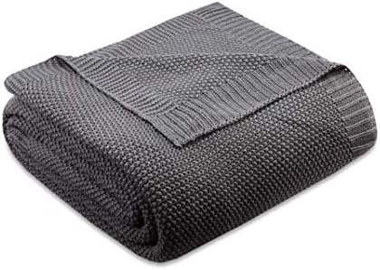 INK+IVY Bree Knit Throw Blanket for Bed, Sofa, and Couch, Lightweight, Breathable, Soft & Cozy Summer Blanket, Twin (66 in x 90 in), Charcoal by INKIVY