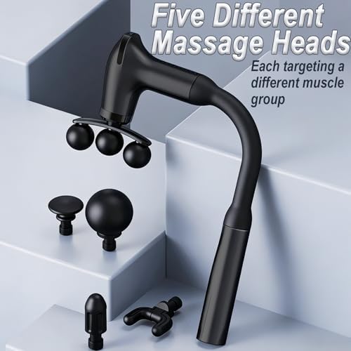 Massage Gun with Upgraded Extension Handle, Massage Gun Deep Tissue - Back Massager for Relief Deep Tissue, Muscles/Neck/Shoulders/Waist/Legs Massager,5 Replaceable Heads&9 Speed Levels (Black) - Image 5