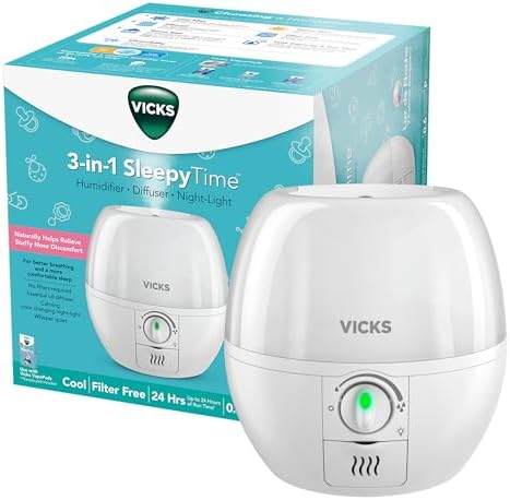 Vicks Humidifier 3-in-1 SleepyTime Cool Mist Humidifier for Nursery, White by VicksDevices