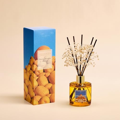 COCORRÍNA Reed Diffuser - Morton Pumpkin Harvest Reed Diffuser Set with 8 Sticks & Preserved Baby's Breath, Reed Diffuser for Home Bathroom Shelf Decor - Image 2