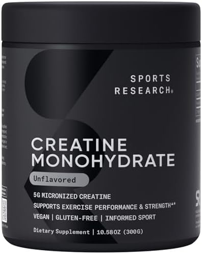Sports Research® Creatine Monohydrate Powder 5g, Unflavored (60 Servings) by SportsResearch