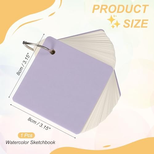 PATIKIL Mini Watercolor Sketchbook, 3.15 x 3.15 55 Sheets/110 Pages Portable Square Travel Watercolor Notebook 230GSM (107lb) Detachable Painting Sketch Book Art Sketchbook, Purple - Image 2