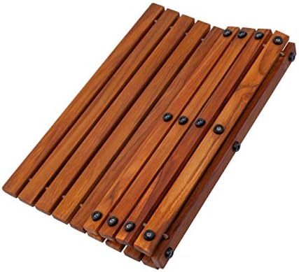 Nordic Teak 100% Solid Teak Wood String Mat - Indoor and Outdoor Use - Non-Slip Wooden Platform for Sauna, Pool, Hot Tub Flooring Decor and Protector (Oiled Finish, 19.6" x 19.6") by NordicStyleTeak