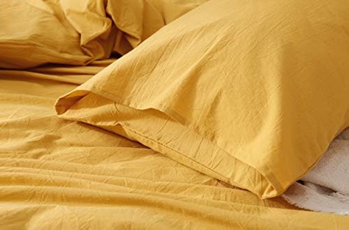 F.Y.Dreams 100% Washed Cotton Duvet Cover for Weighted Blanket 60x80 inches with 16 Ties, Zipper on Long Side/Yellow/Just Duvet Cover - Image 5