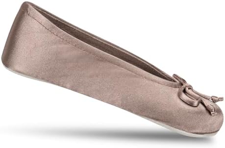 Isotoner Women's Satin Ballerina Slippers with Classic Ribbon Bow and Suede Sole - Image 6