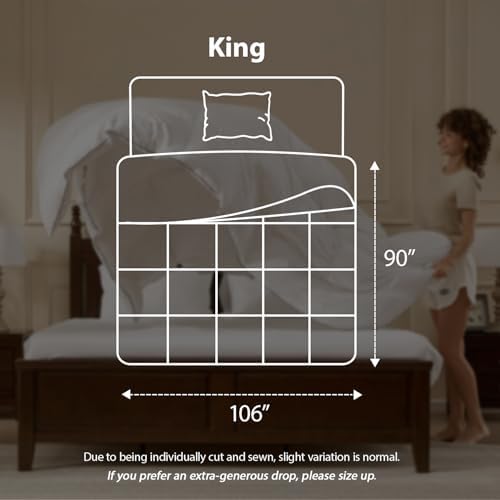 Pacific Coast Goose Feather Down Fiber Comforters King Size, Extra Fluffy White Duvet Insert, Ultra-Soft, Breathable, All Season Hotel Luxury Bedding Comforters, 8 Corner & Center Loops (106"x90") - Image 6