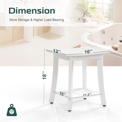 Waterproof HIPS Shower Bench for Inside Shower, Shower Stool, White - Image 3