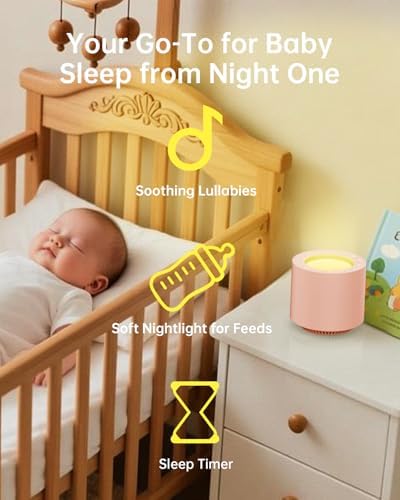 Dimmable Nursery Night Light: Red Light Therapy Sleep Sound Machine with 38 Soothing Sounds & Calming Womb Soother Memory Function, White Noise Sound Machine with Timer for Baby Adult Gift (Peach) - Image 2