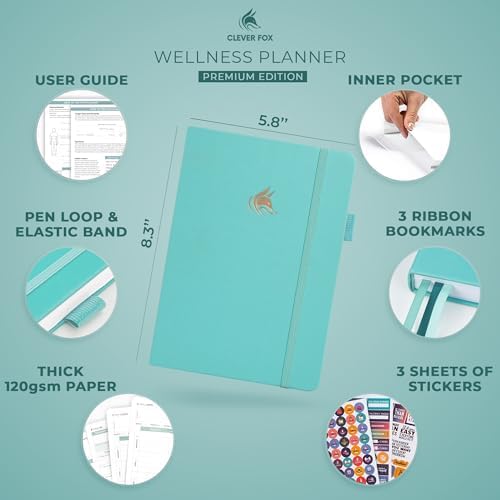 Clever Fox Wellness Planner & Food Journal for Weight Loss, A5 Turquoise - Image 2