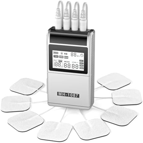 TENS EMS Muscle Stimulator Unit, FDA Cleared 48 Modes 4 Outputs with 16 Electrode Pads (2"x2") for Pain Relief in Shoulder, Neck, Back & Sciatica, Electronic Pulse Massager for Physical Therapy by Unknown