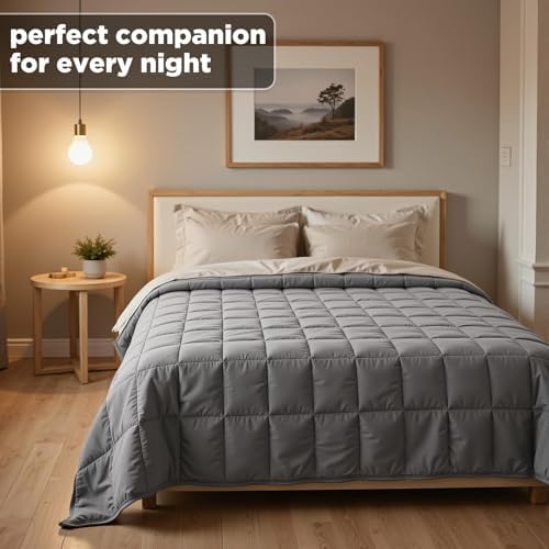 Smart Queen Weighted Blanket for Adults,Soft Heavy Blanket Machine Washable for Fall, Bedding &Napping with Premium Glass Beads Dark Grey(15lbs 48''X72'') - Image 4