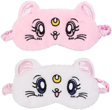 PERFECTSIGHT Sleep Eye Masks, Cute Cat Sleep Eye Cover Lightweight Adjustable Eyeshade Mask Cover for Women Men Sleep Travel Nap, Pink+White Kitty by PERFECTSIGHT