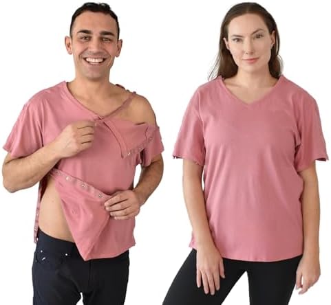 Inspired Comforts Unisex Post Surgery & Rehab V Neck Dual Access Snap Shirt - Image 2