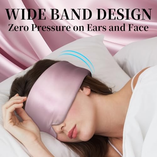 100% Mulberry Silk Sleep Mask, Large Eye Cover for Sleeping, Comfortable and Pressure-Free Sleeping Masks for Women Men, Completely Blackout (Light Plum) - Image 5