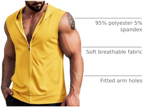 COOFANDY Men's Workout Hooded Tank Tops 2 Pack Zip Up Sleeveless Gym Shirts Muscle Cut Off T Shirt Bodybuilding Hoodies - Image 4
