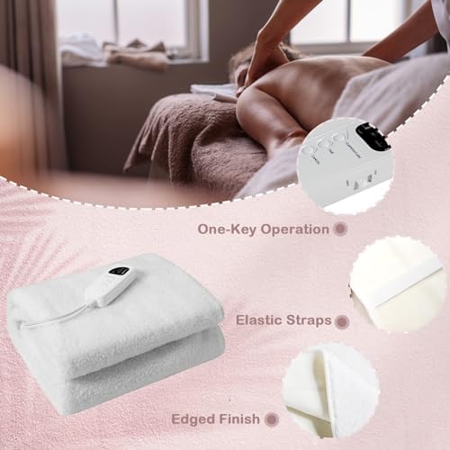 WELLHUT Massage Table Warmer Heating Pad, UL Certified Spa Massage Bed Warmers, Deluxe Fleece Table Cover w/ 5 Heat Levels, 8 Timer Settings, 12 Ft Cord, Machine Washable - Image 5