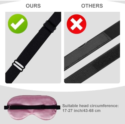 Silk Sleep Mask, Black, Adjustable Strap for Light Blocking, Travel Rest, Puffy Eyes Relief, Single Pack (Pink) - Image 3