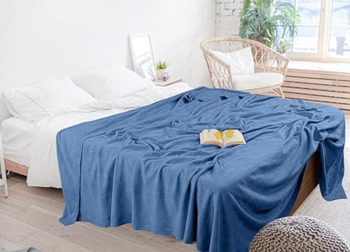Utopia Bedding 100% Cotton Thermal Blanket Wedgewood Twin, 90x72 Inches - Image 6