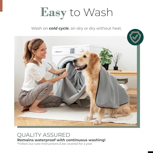 Waterproof Blanket for Bed or Couch – Soft and Leakproof Waterproof Throw Blanket, Water Proof & Stain Resistant Easy to Clean Throw Blanket Cover for Adults or Pets, Reversible Grey 60"x80" - Image 5