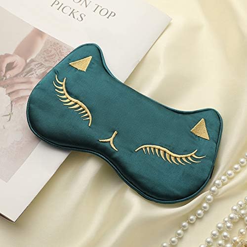 PERFECTSIGHT Sleep Eye Masks Silk Sleep Eye Cover Lightweight Adjustable Eyeshade Mask Satin Night Eyeshade Cover for Women Men Sleep Travel Nap (Cat-Green) by PERFECTSIGHT