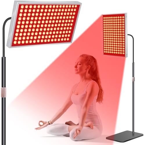 Red Light Therapy Panel, 160 LED Dual-Wavelength Lamp with Stand by SAVILER