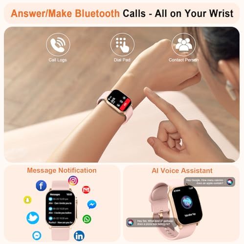 Smart Watch, 2.01" AMOLED Curved Touchscreen Fitness Watch for Women, IP68 Waterproof, 24/7 Heart Rate/Sleep Monitor, Fitness Tracker with Pedometer, 120+ Sports Modes, Smartwatch for Android iOS Pink - Image 3